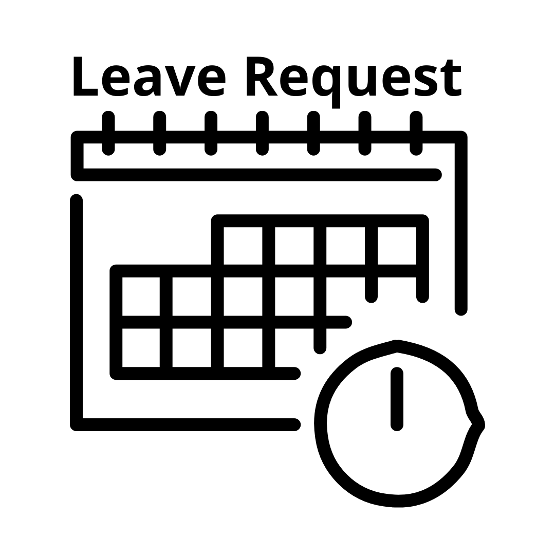 leave request, calendar with a clock in the corner