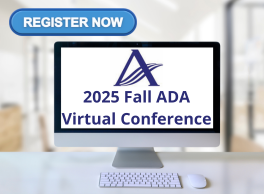 Register Now, ADA Coordinator Training Certification Program logo and 2025 Fall ADA Virtual Conference on a computer montior