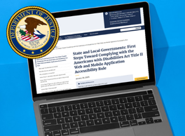 Laptop featuring the new DOJ resource webpage and their official seal.