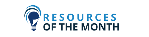 Resources of the Month Logo with a book page inside a lightbulb