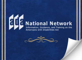 Logo: ADA National Network. Blue book cover with the front page folded back.