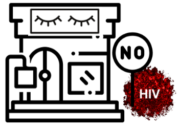 salon storefront with a no sign in front of HIV symbol