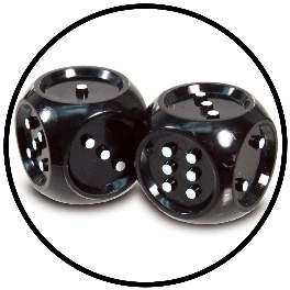 black dice with tactile raised dots